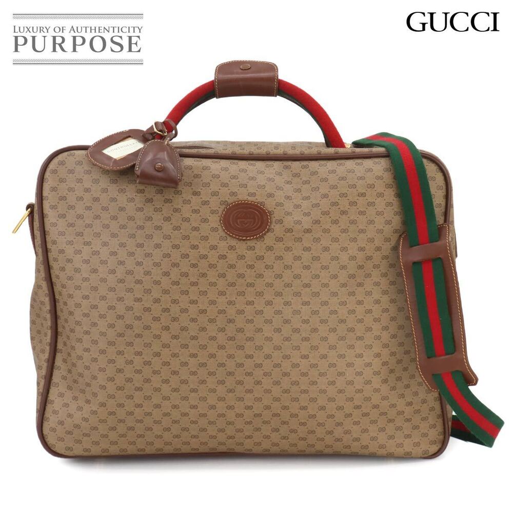 Gucci GG Plus Boston Shoulder Bag Leather Beige Tan Brown